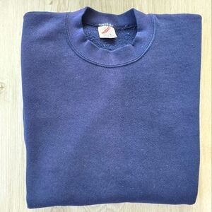 vintage 80s | navy blue retro Made in USA crewneck sweatshirt | WMS L